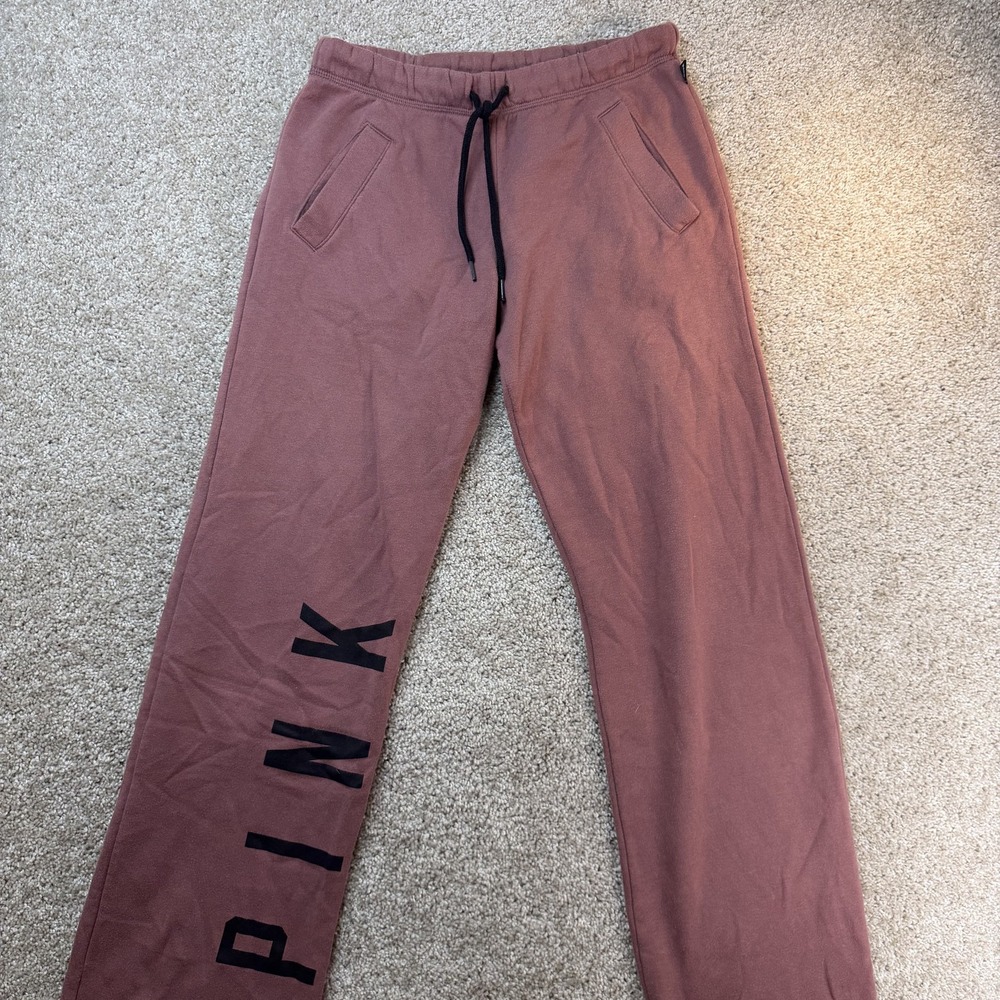 PINK Victoria's Secret Sweatpants Womens XS Pink Fleece Straight Leg Pockets